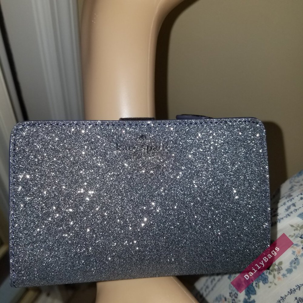 DUSK NAVY BOXED COMPACT WALLET LOLA KATE SPADE - Picture 2 of 13